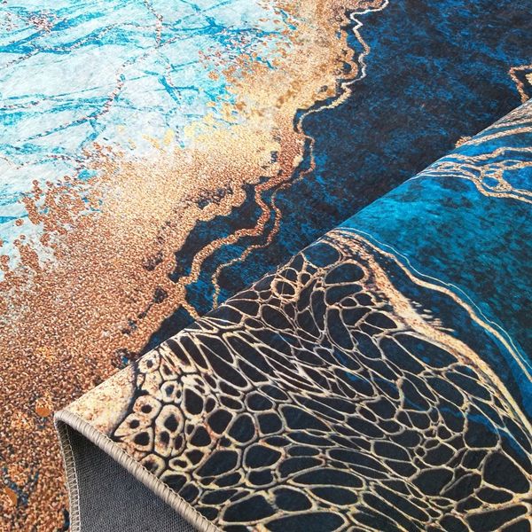 DomTextilu Protišmykový koberec v modrej farbe s abstraktným vzorom 55129-234533
