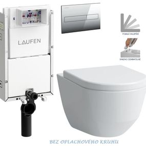 LAUFEN Podomít. systém LIS TW1 SET s chrómovým tlačidlom + WC LAUFEN PRO RIMLESS + SEDADLO H8946630000001CR LP1