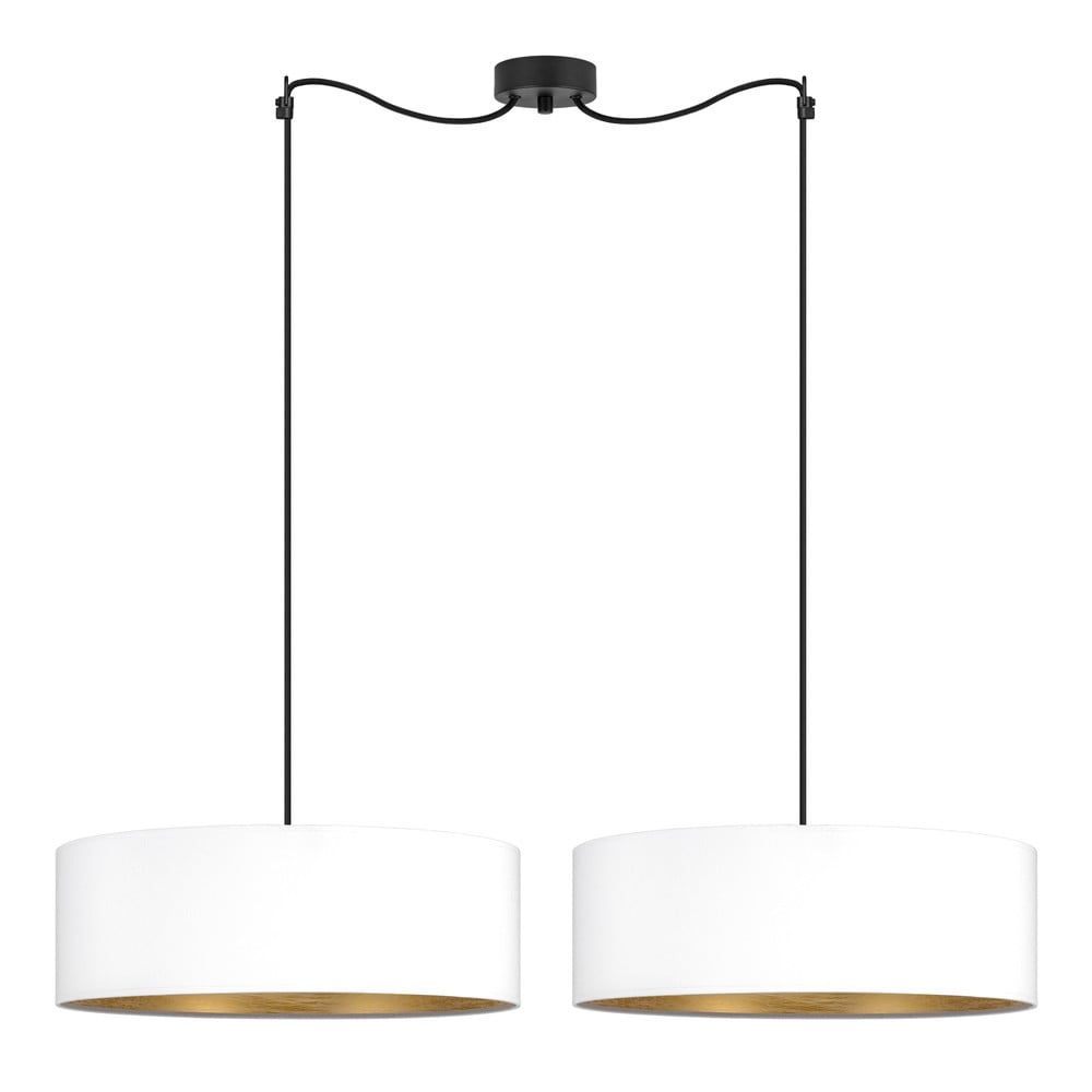 Biele dvojramenné závesné svietidlo s detailom v zlatej farbe Sotto Luce Tres S, ⌀ 45 cm