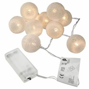 LED svetelná dekorácia - háčkovaná guľa - 10 LED teplá biela