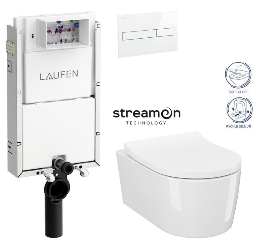 LAUFEN Podomít. systém LIS TW1 SET s bielym tlačidlom + WC CERSANIT INVERTO + SEDADLO duraplastu SOFT-CLOSE H8946630000001BI IN1