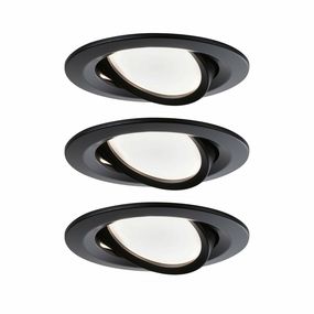 PAULMANN LED vestavné svítidlo Nova kruhové 3x6,5W černá/mat výklopné 3-krokové-stmívatelné teplá bílá 3ks sada 944.72