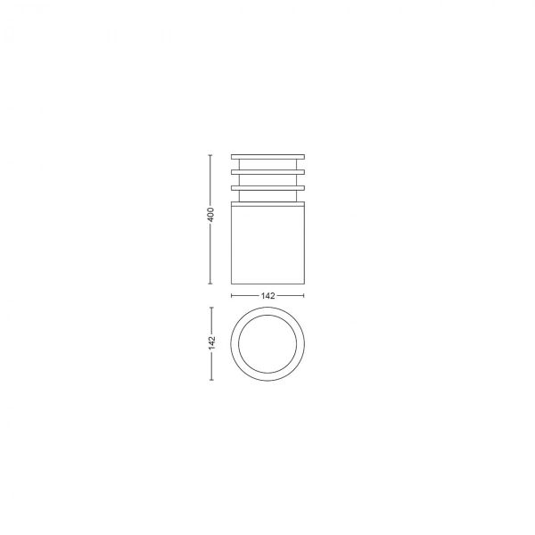 Hue White vonkajšie stĺpikové svietidlo Philips Lucca 17402/93 / P0 antracitovej, 2700K, 40cm