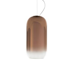 Artemide Gople Mini závesná lampa, bronz/čierna, Obývacia izba / jedáleň, fúkané sklo, hliník, E14, 6W, K: 29.3cm