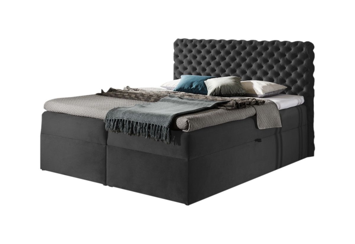 Expedo Čalúnená posteľ boxspring MARCH + topper, 140x200, riviera 97