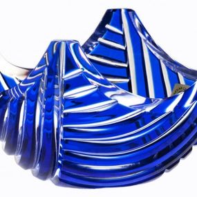 Krištáľová miska Linum, farba modrá, priemer 140 mm