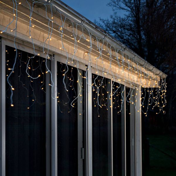 Konstsmide Christmas Svetelný LED záves Ľadový dážď jantár biela 5 m, plast, Energialuokka: G, P: 500 cm