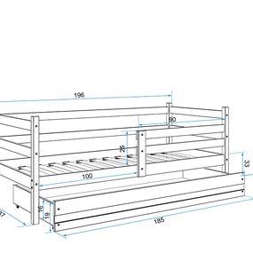 Posteľ - ERIK 1 - 190x80cm Borovica - Biely