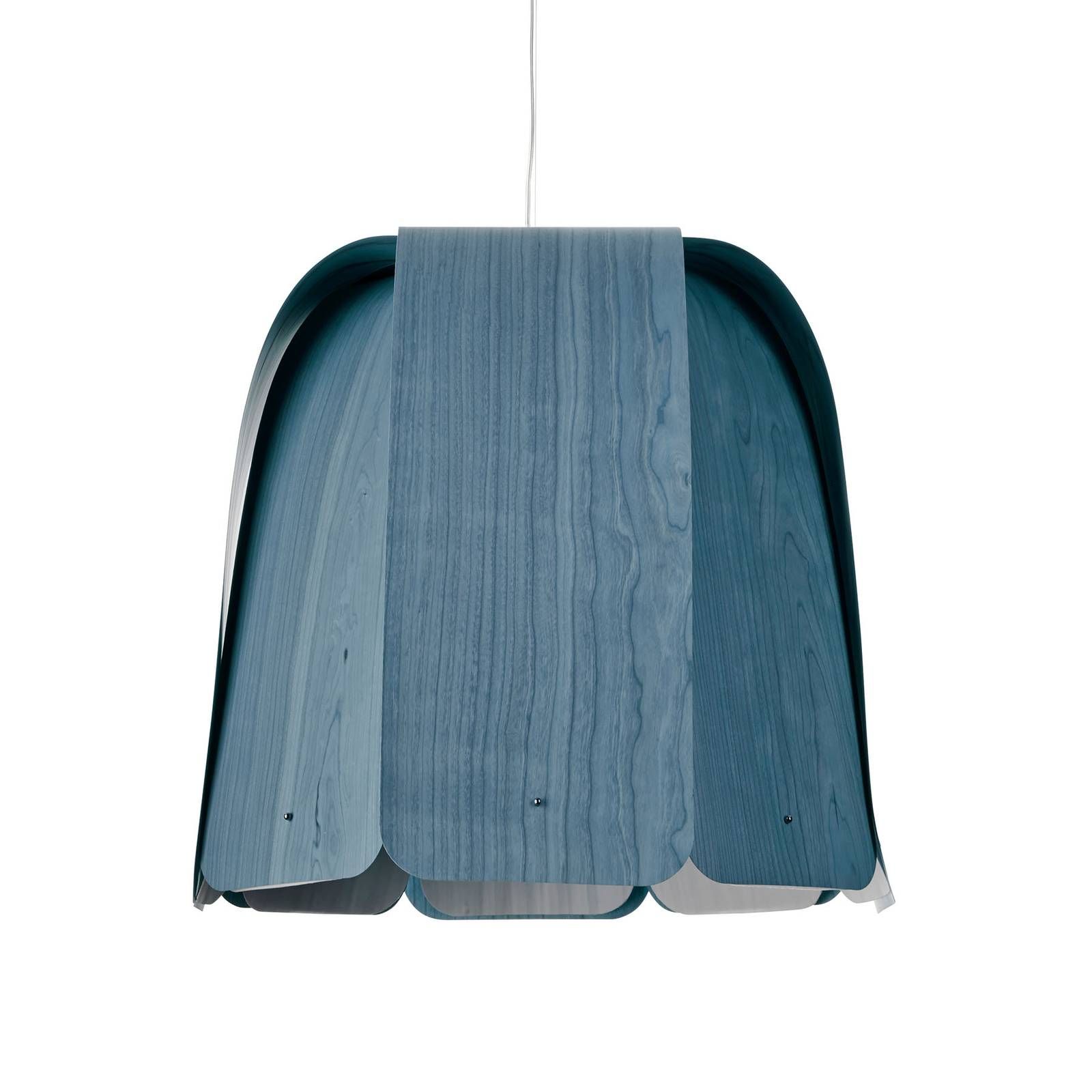 LZF LamPS Domo závesná lampa, modrá, Obývacia izba / jedáleň, drevená dyha, kov, E27, 14W, P: 38 cm, L: 38 cm, K: 38cm