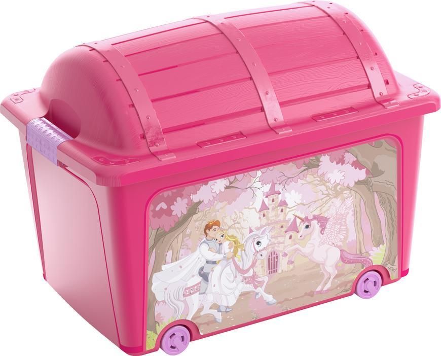 Box s vekom KIS W Box Princess, 50L, ružový, 39x57x43 cm, s kolieskami
