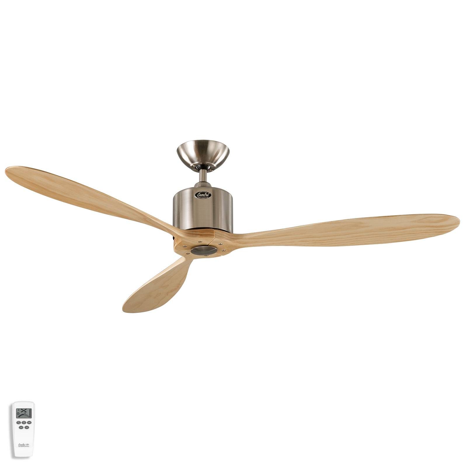 CasaFan Stropný ventilátor Aeroplan Eco, chróm, drevo, Obývacia izba / jedáleň, kov, drevo, K: 31cm