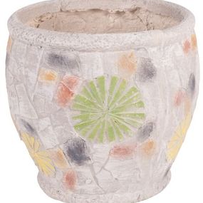 Dekorácia MagicHome, Kvetináč s mozaikou, svetlý, keramika, 27,5x27,5x25 cm