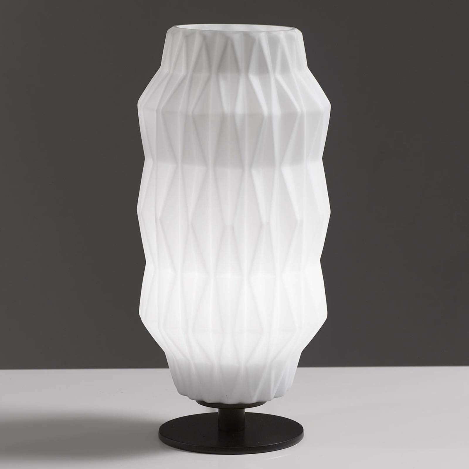 Selène Stolná lampa Origami, biela, Obývacia izba / jedáleň, sklo, kov, E27, 42W, K: 34cm