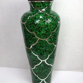 Váza zelená  LUNA , 80 cm, keramika - mozaika, ručná práca