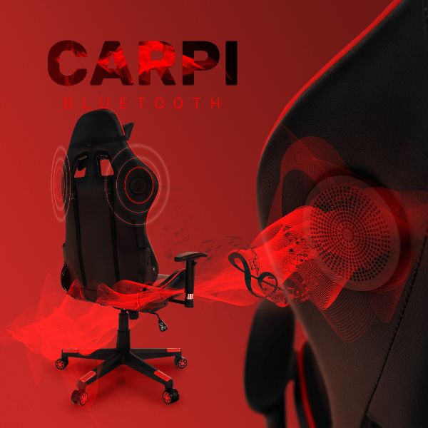 Herné kreslo s reproduktormi Carpi - čierna / červená