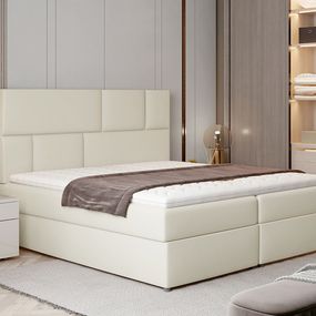 Čalúnená manželská posteľ s úložným priestorom Ferine 165 - béžová