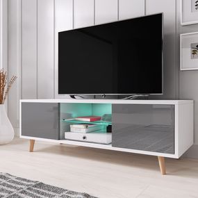 TV stolík/skrinka Sweden 1 (sivý lesk + biela matná)