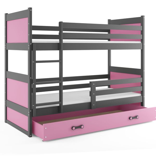 Poschodová posteľ RICO 2 - 190x80cm - Grafitový - Ružový
