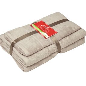 2 SET ÁČKO BAMBOO Béžová | Uterák 50x100, veľká osuška 100x150