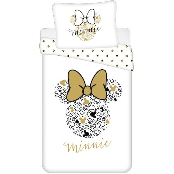 Jerry Fabrics · Bavlnené posteľné obliečky Minnie Mouse so zlatou potlačou - 100% bavlna - 70 x 90 cm + 140 x 200 cm