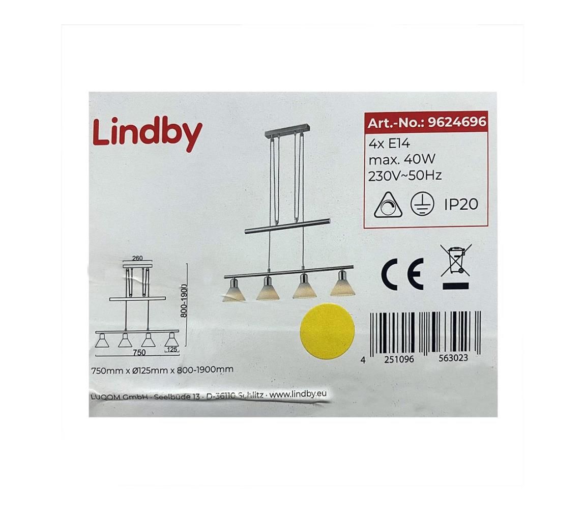 Lindby - Luster na lanku DELIRA 4xE14/40W/230V matný chróm