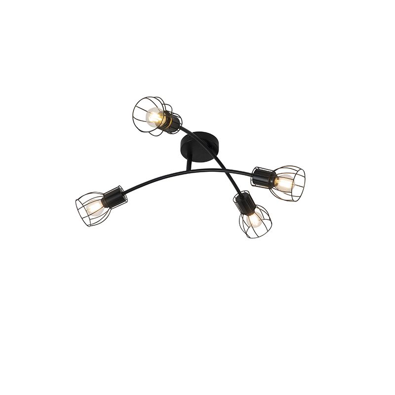 Moderné stropné svietidlo čierne 60 cm 4-svetelné nastaviteľné - Botu