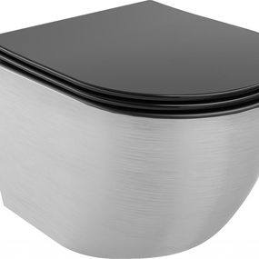 MEXEN - Lena Závesná WC misa vrátane sedátka s slow-slim, duroplast, čierna mat / strieborný vzor 30224073