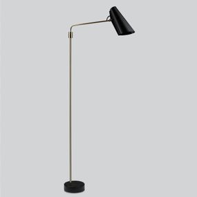 Northern Birdy Swing stojaca lampa čierna/mosadz, Obývacia izba / jedáleň, oceľ, hliník, E27, 11W, K: 133cm