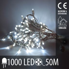 Vianočná LED svetelná reťaz vonkajšia - 1000LED - 50M Studená Biela