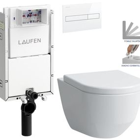 LAUFEN Podomít. systém LIS TW1 SET s bielym tlačidlom + WC LAUFEN PRO + SEDADLO H8946630000001BI LP3