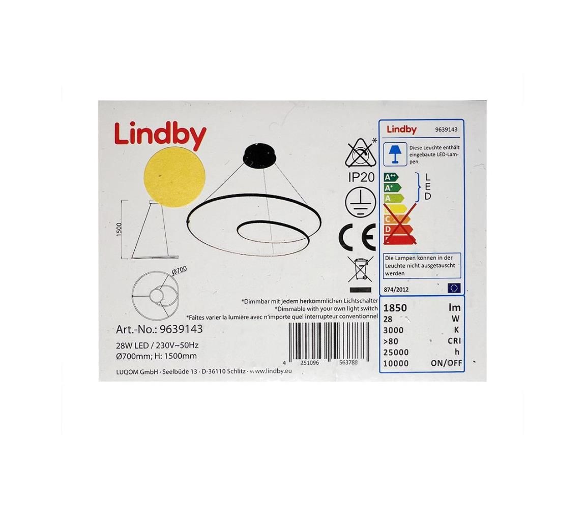 Lindby - LED Stmievateľný luster na lanku LUCY LED/28W/230V