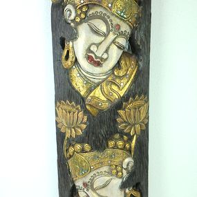 Socha z dreva, čierno-zlatá, výška 118 cm, exotické drevo, ručná práca