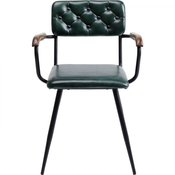 KARE Design Kožená jídelní židle s područkami Salsa - zelená