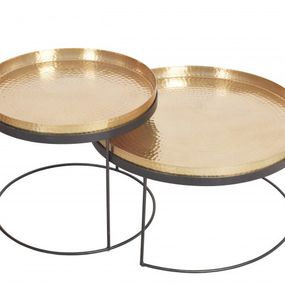 Estila Art-deco set okrúhlych konferenčných stolíkov Elements zlatá 57cm