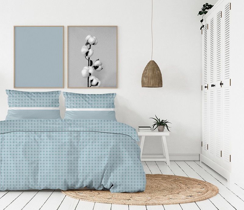 DomTextilu Kvalitné modré posteľné obliečky bavlnený satén v škandinávskom štýle 3 časti: 1ks 160 cmx200 + 2ks 70 cmx80 Modrá 70 x 80 cm 39077-183130