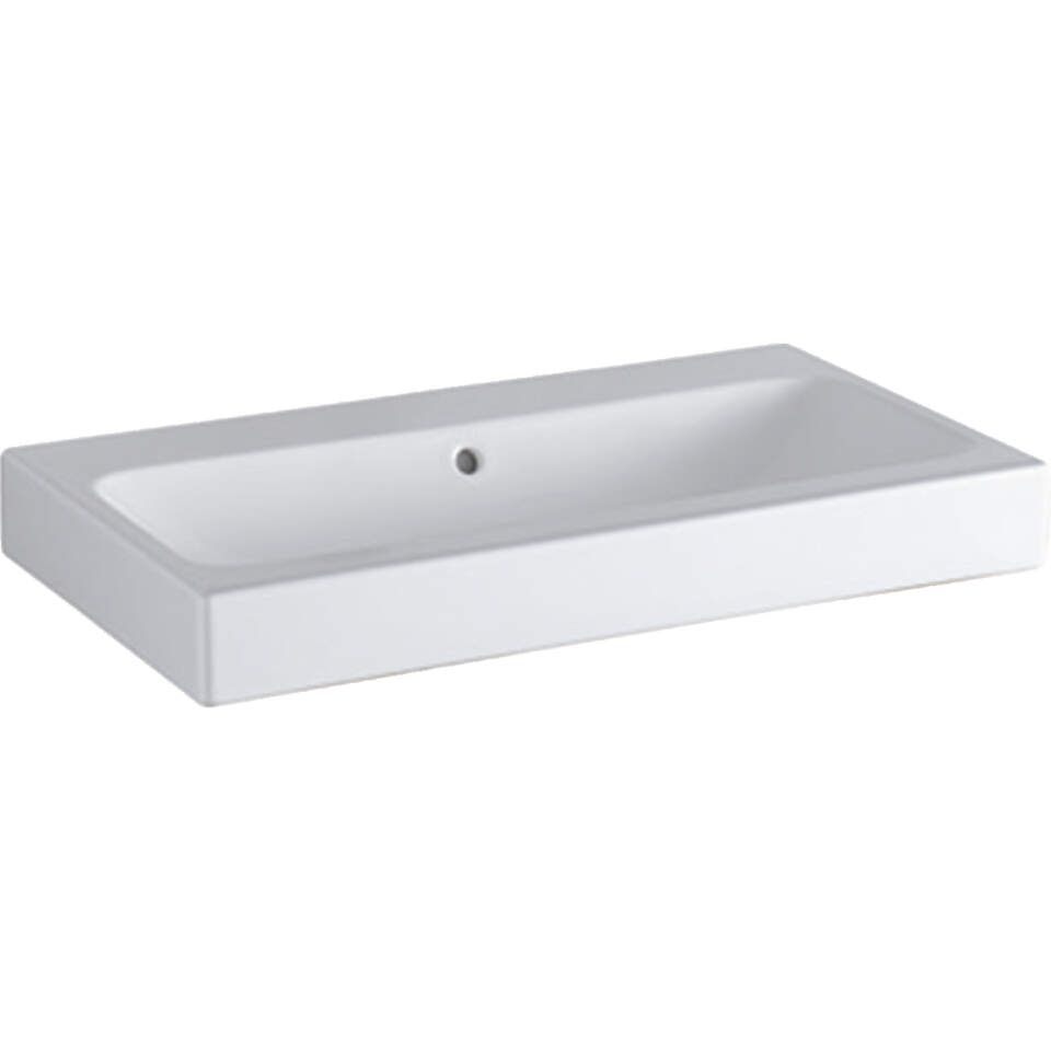 Geberit iCon - Umývadlo 750x485 mm, bez otvoru na batériu, s prepadom, s KeraTect, biela 124078600