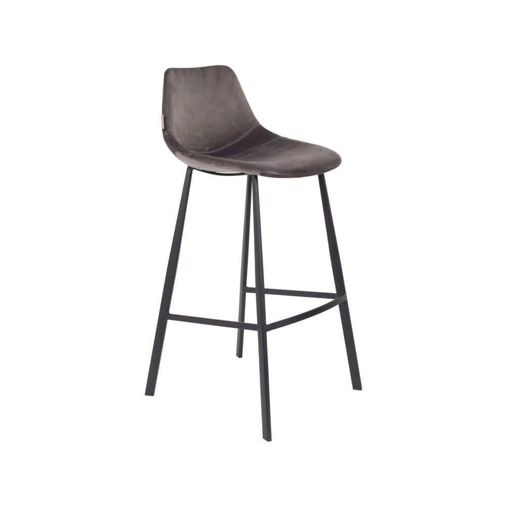 Sada 2 sivých barových stoličiek so zamatovým poťahom Dutchbone, výška 106 cm