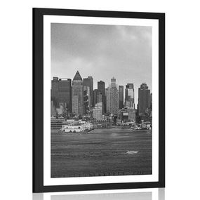 Plagát s paspartou jedinečný New York v čiernobielom prevedení - 40x60 black