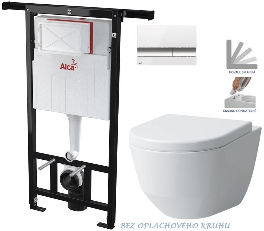 ALCADRAIN Alcadrain Jádromodul - predstenový inštalačný systém s bielym / chróm tlačidlom M1720-1 + WC LAUFEN PRO RIMLESS + SEDADLO AM102/1120 M1720-1 LP1