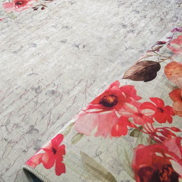 DomTextilu Protišmykový koberec červenej farby s kvetmi 55125-234519