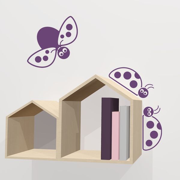 Pieris design Berušky - detské nálepky na stenu purpurová