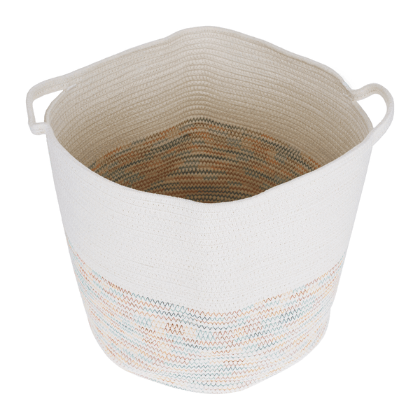 TEMPO-KONDELA KLAND, pletený kôš, biela/vzor, 40x37 cm