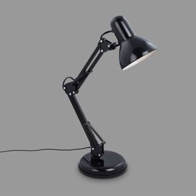Briloner Stolová lampa Pixa, nastaviteľná, E14, čierna, Pracovňa / Kancelária, kov, E14, 25W, K: 54.6cm