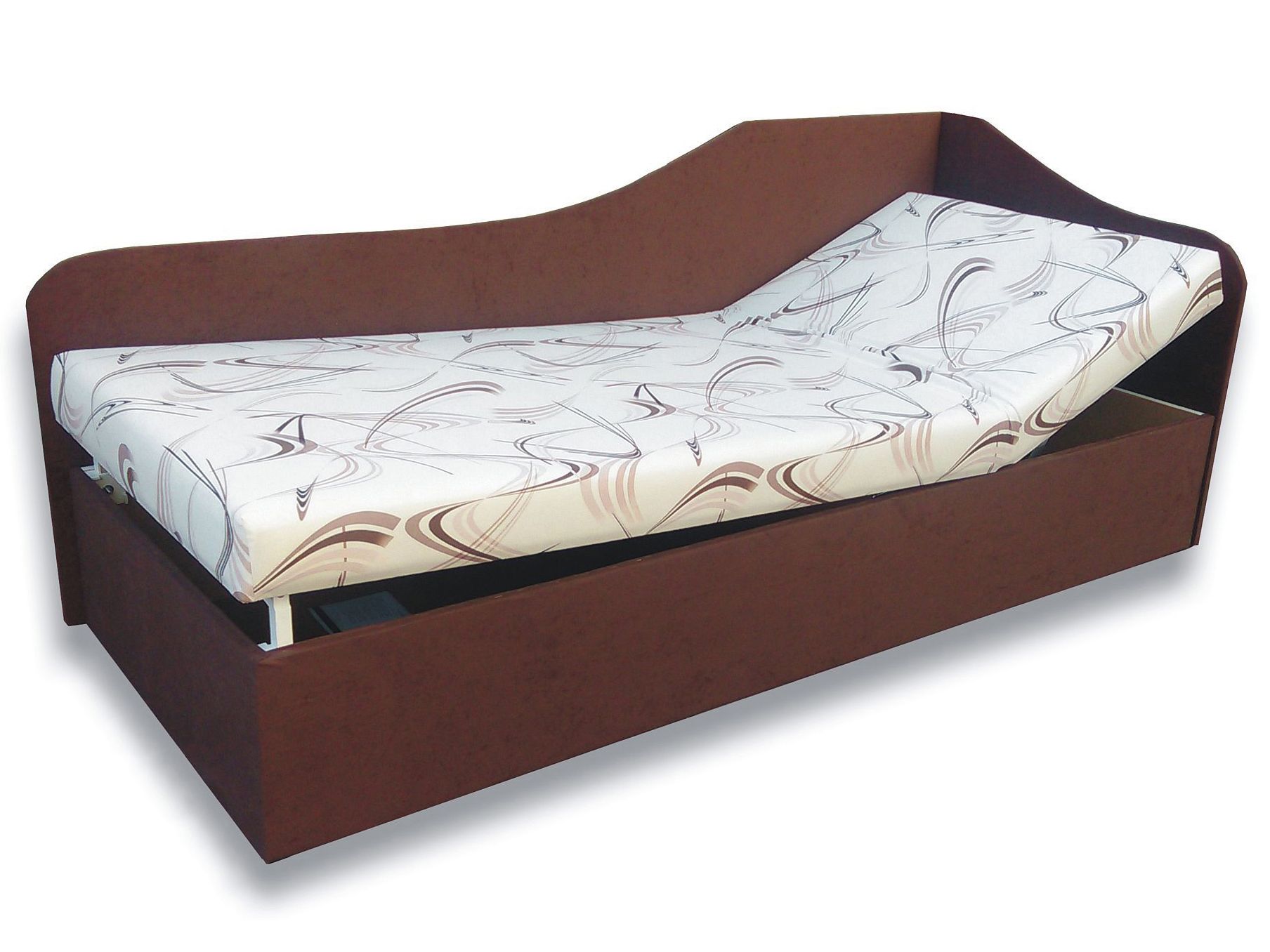 Jednolôžková posteľ (váľanda) 90 cm Anita (Sand 10 + Tmavohnedá 40) (P)