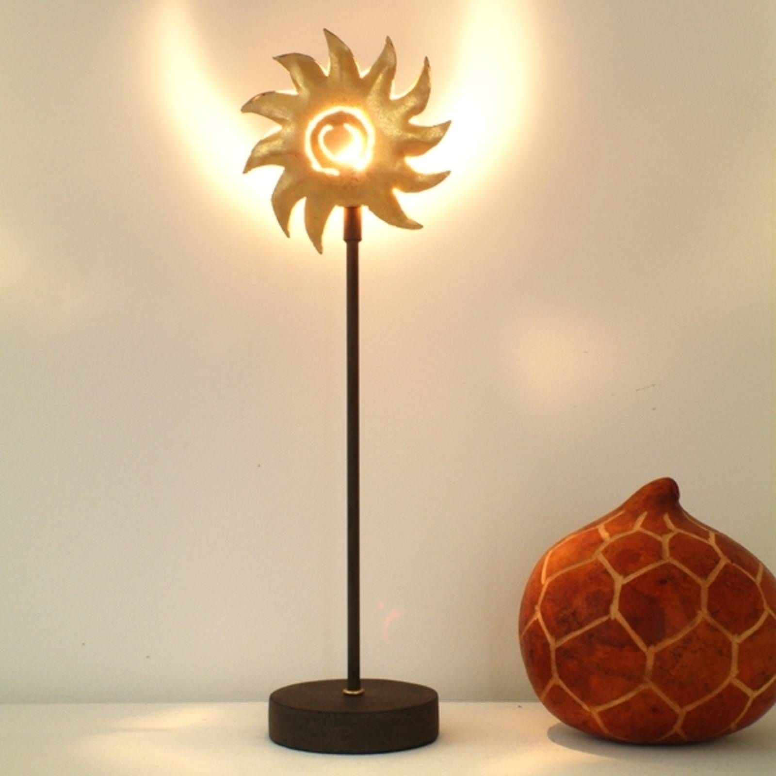 Holländer Stolná lampa Slnko zlatá, Obývacia izba / jedáleň, kov, G4, 20W, L: 11 cm, K: 37cm