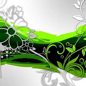 Zelený obraz s kvetmi zs16343