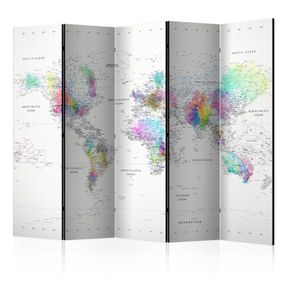 Artgeist Paraván - Room divider – White-colorful world map