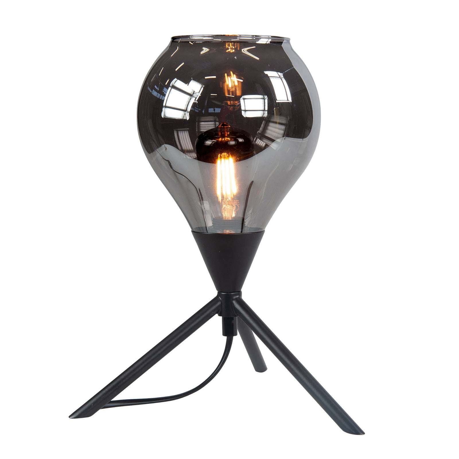 HighLight Stolová lampa Cambio, čierna/smoke, Obývacia izba / jedáleň, kov, sklo, E14, 40W, K: 31cm