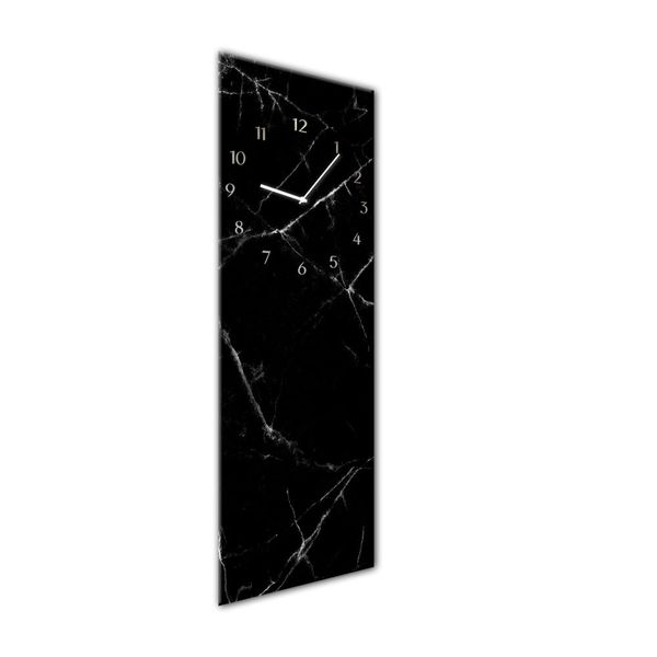 Nástenné hodiny Styler Glassclock Black Marble, 20 × 60 cm
