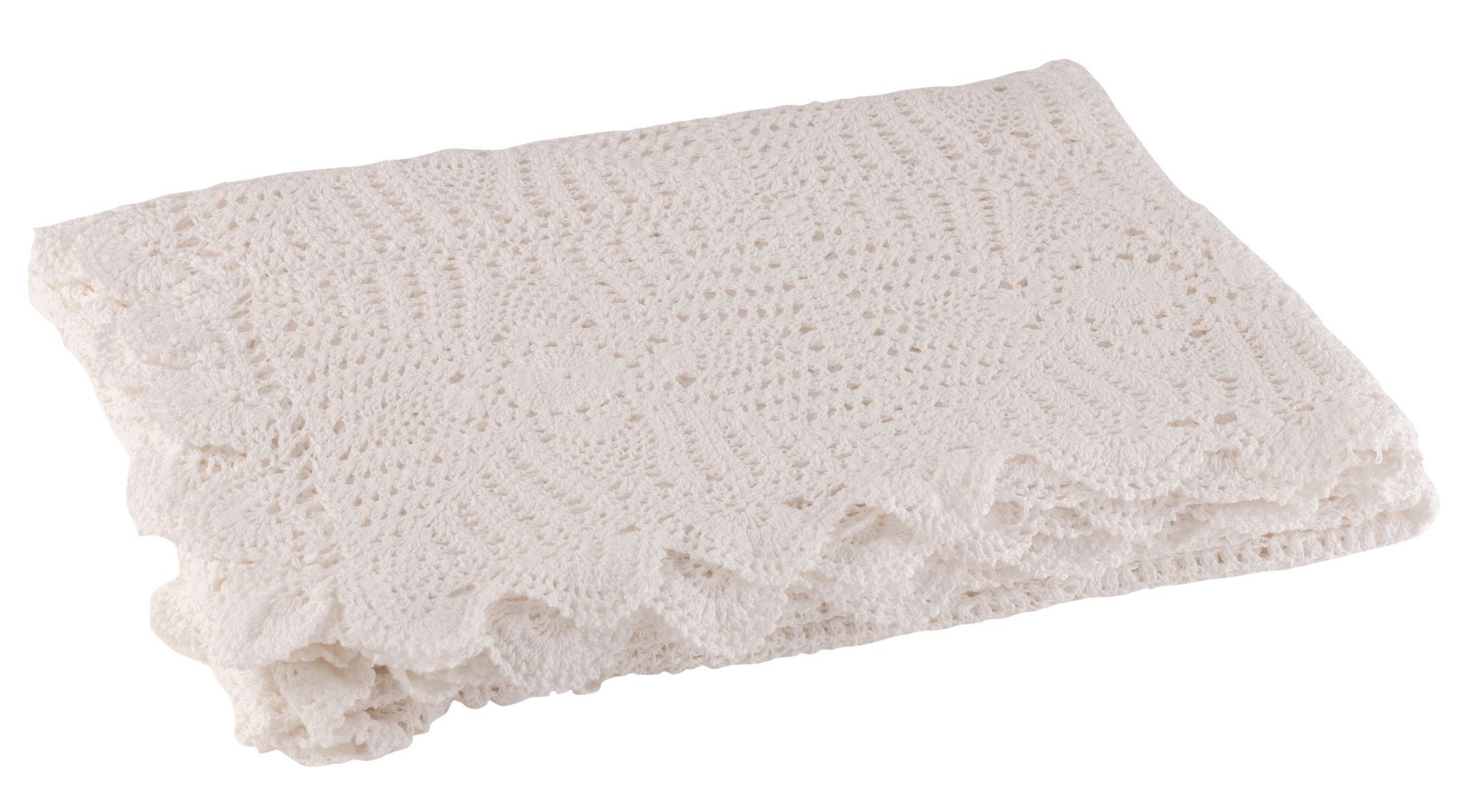 Biely bavlnený háčkovaný krajkový obrus Lace white - 200*135cm